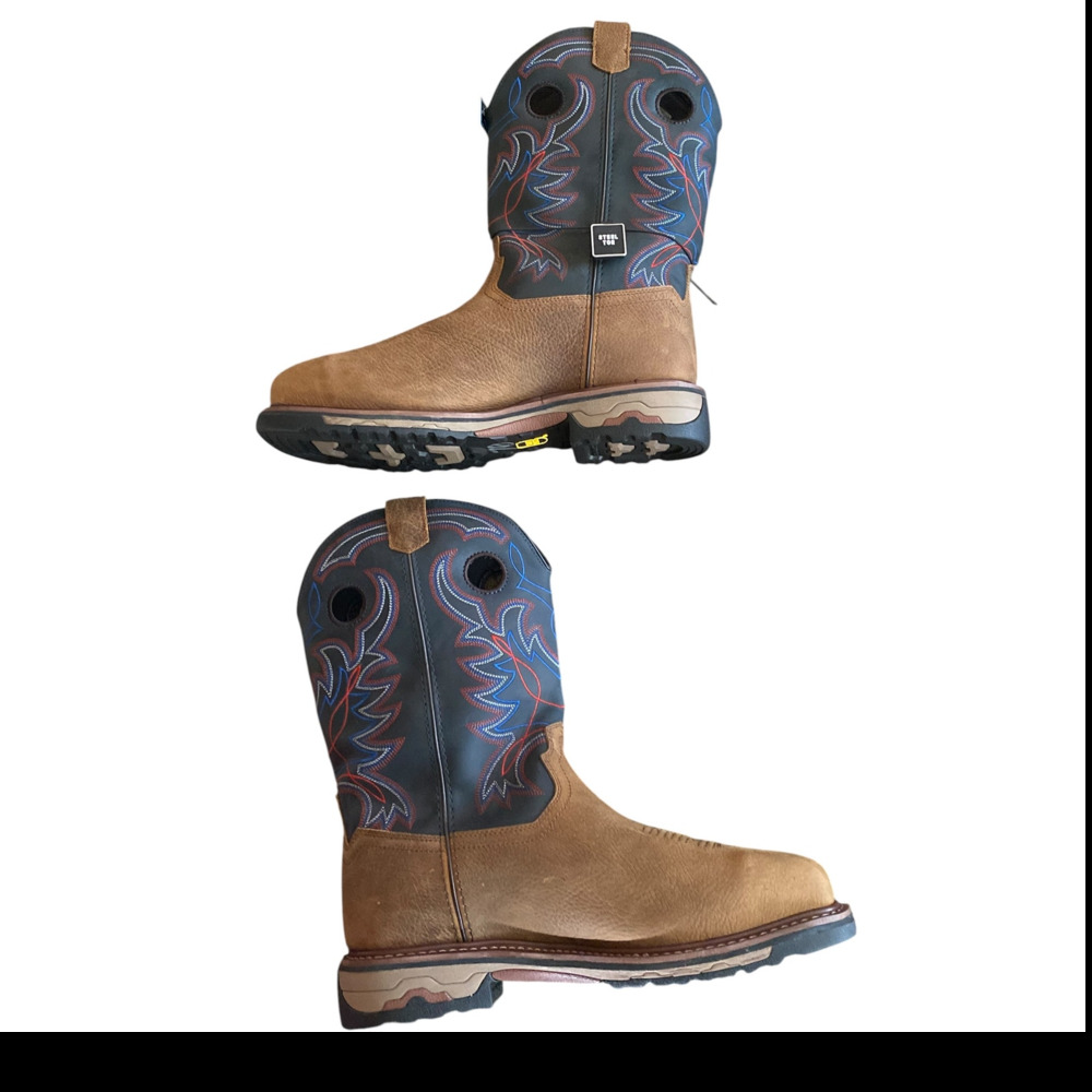 Dan Post DP76925 Mens Pull On Work Boots 11.5 Wide Leather Waterproof Square Toe